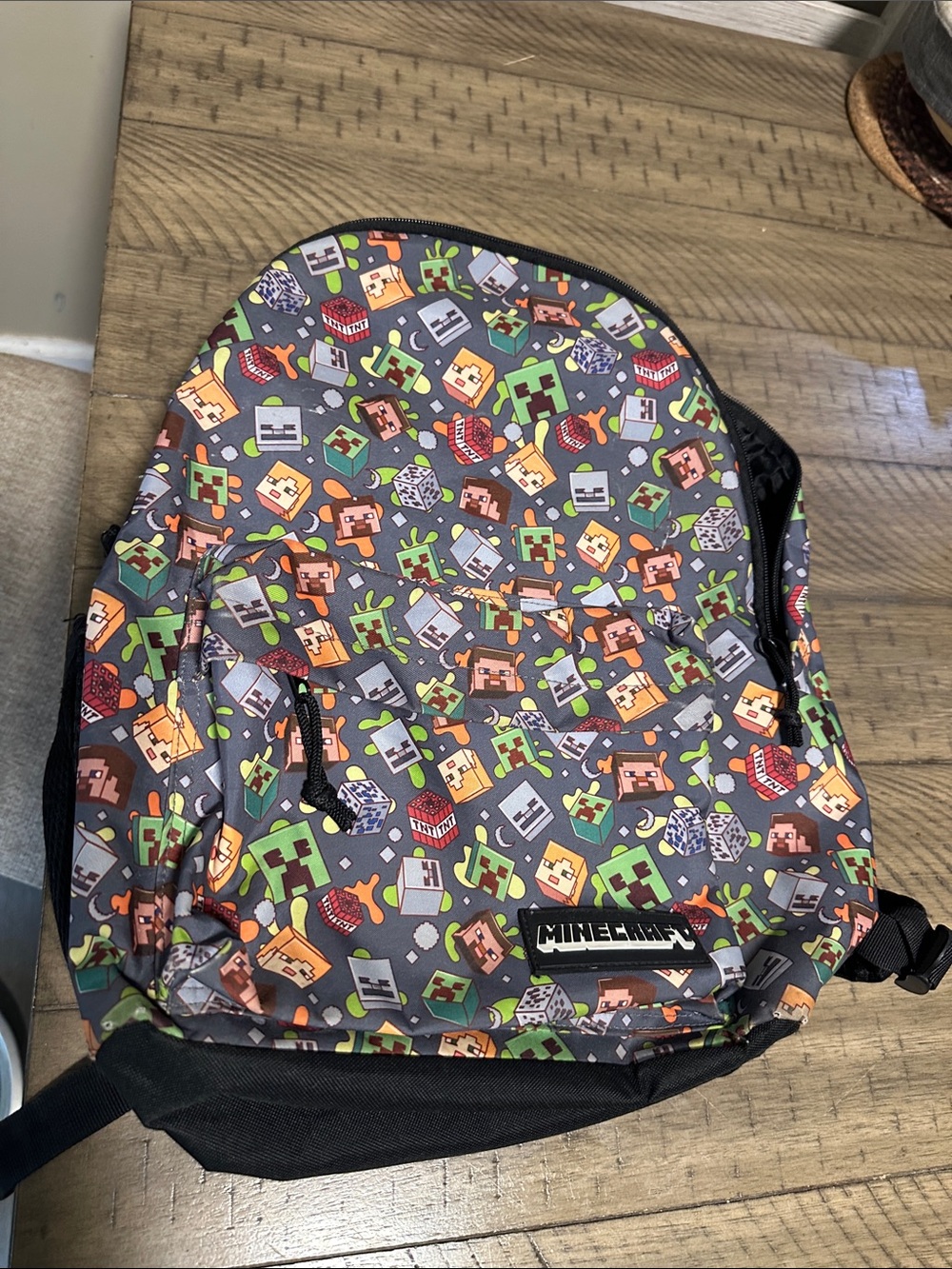 Zara Kids Minecraft Pattern Backpack in Gray, Green, Orange